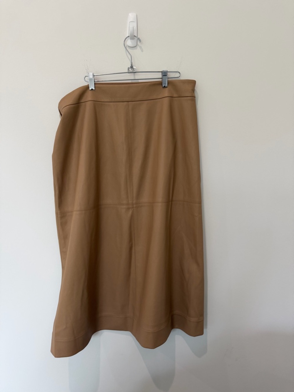 Ted Baker Faux Leather Camel Wrap Midi Skirt — Size 6 (US 14) - Picture 9 of 13